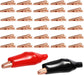 30 Packs Copper Alligator Electric Clips, Electrical Test Gator Jumper with Protective Insulation Cover, Crocodile Clamps Aligned Jaws for Solder Circuit Link, Black and Red