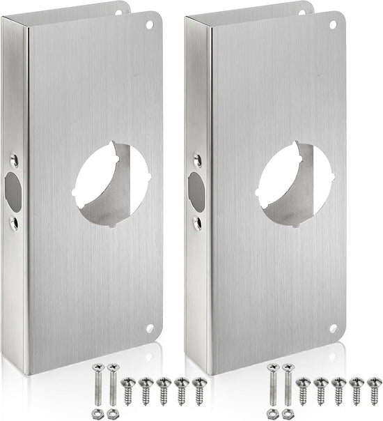 2 Pack Door Reinforcement Plates, Stainless Steel Lock and Reinforcer, Repair Plate for Exterior Door, Jamb Plates Security, 1-3/8"x 9" Front Entry Bedroom Home