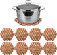 8 Pack Bamboo Trivet Mat, Hot Plate Pad, Heat Resistant Table Counter Protector, Coaster for Tea Coffee Pot Plates Pans Bowls, Festive Design Décor, Kitchen Gift Idea