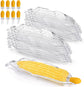 18 Pcs Corn Dish Set, Clear Plastic Tray with 8 Cob Holders, Transparent on The Dinnerware Barbecue Service Stainless Steel Skewer Needle for Sweet Butter