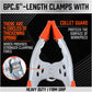 Spring Clamps - Set of 6 - 6 inch - Heavy Duty Spring Clamps - Metal Spring Clamps - Fastening Clamps - A-frame Clamps - Fastening Clamps for Woodworking - Jaw Opening 2.5 inch