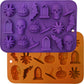 Halloween Molds - Silicone Molds - Chocolate Molds - 2-Pack - 3D Halloween Chocolate - Candy - Gummy Molds - Skull - Pumpkin - Bat - Ghost - Witch Hat - Spider - Tombstone - Shape Molds
