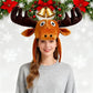 Funny reindeer antlers - elk warmers - hunter boots - funny animal theme - 3D reindeer - men&