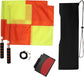 Soccer referee set - 2-piece blocked soccer flag - Red and yellow referee cards - With storage bag - Stainless steel whistle with black lanyard