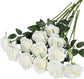 Artificial Flowers - 12 pieces - Rayon Flowers - Realistic Rose Bouquet - Long Stems - Suitable for Home - Wedding - Party - Decoration - White