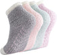 Non-slip socks - Coral fleece socks - with grip - lint-free - suitable for ladies - 4 pairs - gift
