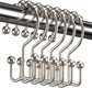 Shower Curtain Hooks - Stainless Steel - Metal - Double Sliding Clasp - Shower Curtain Rings - Suitable for Bathrooms - Double Shower Curtains - Shower Curtains - 12-pack - Nickel-coloured