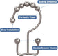 Shower Curtain Hooks - Stainless Steel - Metal - Double Sliding Clasp - Shower Curtain Rings - Suitable for Bathrooms - Double Shower Curtains - Shower Curtains - 12-pack - Nickel-coloured