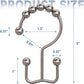 Shower Curtain Hooks - Stainless Steel - Metal - Double Sliding Clasp - Shower Curtain Rings - Suitable for Bathrooms - Double Shower Curtains - Shower Curtains - 12-pack - Nickel-coloured