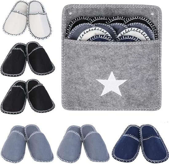House Slippers - 6 pairs - 3 sizes - Guest Slippers - House Slipper Set - Fleece Wool - Non-slip - Disposable Slippers - Washable - Spa Slippers - Suitable for families - Hotels & travel