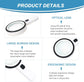 Magnifying glass with 12 LED lights - 30x double glass lens - hand-held illuminated magnifier Suitable for seniors - reading stamps, cards, researching macular degeneration