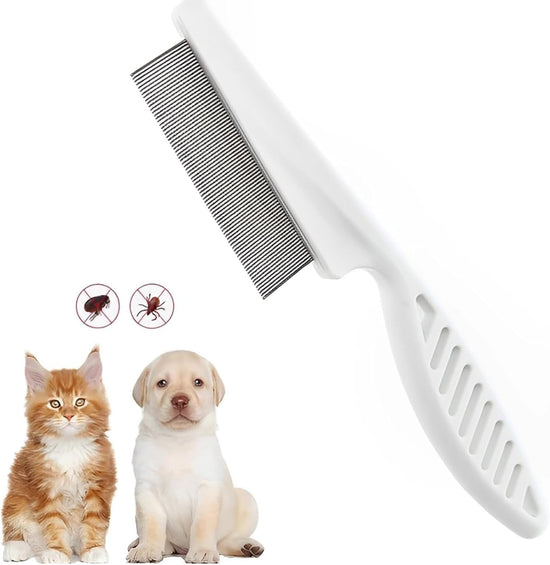 Flea comb for dogs and cats - Dog grooming tool - For removing tear stains, fleas, mange and lice
