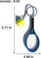 Keychain - Mini tennis racket - With ball - Keychain - Blue - Tennis fan - Keychain - Gift
