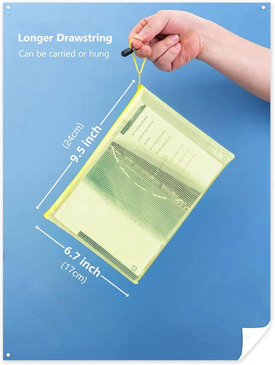 A5 Plastic Wallet Map Zip Closure Document Bag Files Zip Closure for Office Home School Supplies 5 Pieces