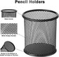 2-pack metal mesh pen holder pen holder for desk metal office mesh desktop storage pen holder office supplies - Office accessories and storage products - black