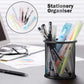 2-pack metal mesh pen holder pen holder for desk metal office mesh desktop storage pen holder office supplies - Office accessories and storage products - black
