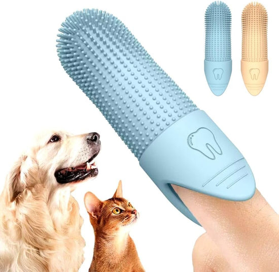 Pet Finger Toothbrush - for dogs and cats - Soft silicone finger toothbrush - for the dental care of puppies and kittens - Gentle cleaning - 2-pack