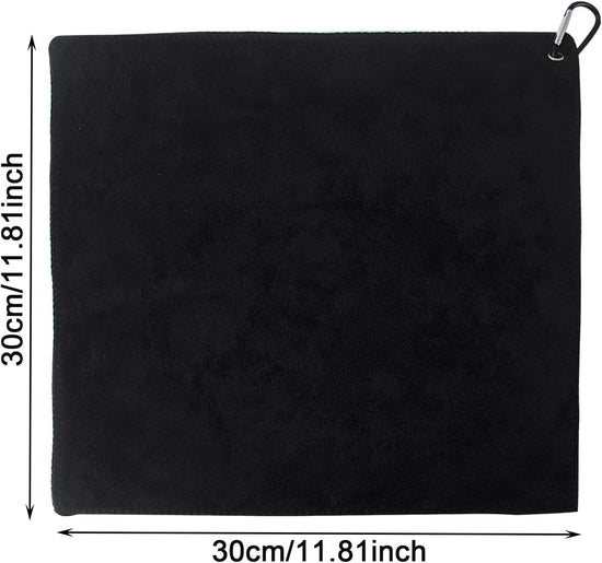 2 pieces golf towels- absorbent cleaning towels- multifunctional towels with carabiner for golf bags- fitness- sport- outdoor- yoga (2 colours)- black