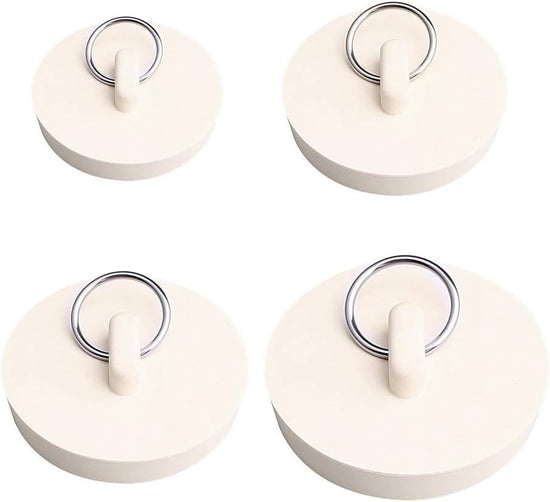Set of 4 sink plugs - drain plugs - rubber drain stoppers and kitchen sink plugs with hanging ring - Suitable for bathtubs and bathrooms (4 sizes)