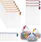 12 pieces of toy storage mesh bags - washable transparent gauze with drawstring - suitable for fruit- vegetables- groceries- groceries- storage space and toys- 3 different sizes
