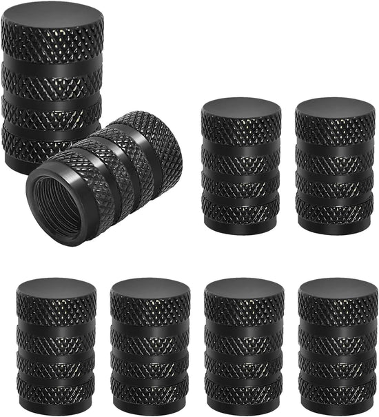 8 valve caps - black dust caps for car tyres - valve caps - durable universal aluminium dust caps for cars - bikes - trucks and motorcycles