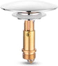 Pop-up click waste plug - sink drain stopper - brass slotted drain button - suitable for bathroom sink
