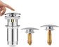 Pop-up click waste plug - sink drain stopper - brass slotted drain button - suitable for bathroom sink