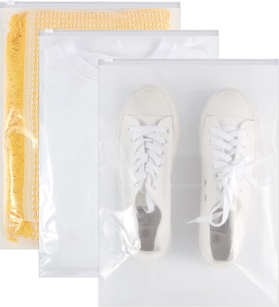 40 reusable travel zip lock bags - 40 x 30 cm - travel clothing bags - large transparent storage bags - plastic sealable clothing bags for clothes, shoes and cosmetics