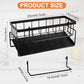 Multifunctional kitchen sink caddy - black stainless steel sponge holder - countertop cleaning rack with removable cloth holder - dish drying rack for kitchen and bathroom (black)