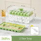 Ice Cube Trays - Ice Cube Tray with Lid and Container - 56 Ice Cube Molds - 2 Containers and Ice Scoop - BPA-free (Green)