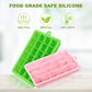 Silicone ice cube trays, flexible ice cube molds with removable lids, set of 2 ice cube trays, 24 ice cube molds per tray, suitable for whisky (pack of 2) (pink + green)