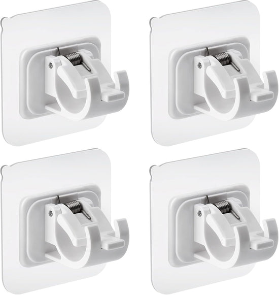 4 pieces self-adhesive curtain rod brackets No drilling required Curtain hooks Fixed rod bracket Curtain rod wall mounting bracket Towel bar hooks for home Bathroom Kitchen Hotel Towel Clothes Hanging (White)