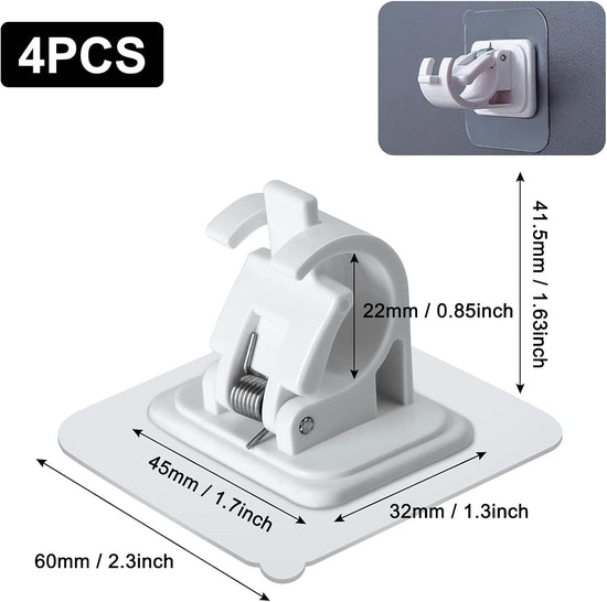 4 pieces self-adhesive curtain rod brackets No drilling required Curtain hooks Fixed rod bracket Curtain rod wall mounting bracket Towel bar hooks for home Bathroom Kitchen Hotel Towel Clothes Hanging (White)