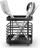 Kitchen utensil holder, stainless steel cutlery rack, sink holder, stainless steel sink organizer, kitchen utensil cutlery holder (black)