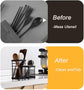 Kitchen utensil holder, stainless steel cutlery rack, sink holder, stainless steel sink organizer, kitchen utensil cutlery holder (black)
