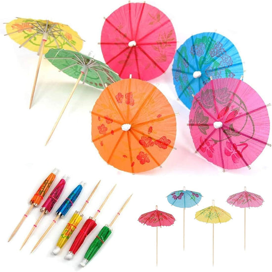 25 cocktail umbrellas for drinks - colourful paper umbrellas for drinks