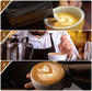 Melkopschuimpot - 350 ml stainless steel milk frothing jug for milk, coffee, cappuccino, latte art, barista frothing jug with decorative pen [black]
