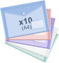 10 pieces of A4 plastic envelope folders, transparent envelopes with press studs, A4 folders with label pockets for school, homework and office, 5 colours
