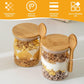 4-pack overnight oats containers with wooden lids and spoons, 473 ml overnight oats jars, glass food containers for oatmeal, chia seed pudding, yoghurt, salad and breakfast cereals