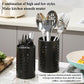 Cutlery holder for crockery, suitable for countertops, 2-pack, stainless steel black kitchen utensil holder, stylish storage box and decorative kitchen utensil pot, perfect gift for a new house or apartment