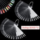 100 transparent nail sticks in fan shape, nail polish sticks, nail display sticks, transparent plastic pointed color sticks with metal ring for salons and beginners