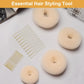 4-piece ring donut hair knot styler with 20 gold hair clips, beige donut bun maker, hair rings, styling set for dancers, ballerinas, girls, etc. and everyday hair styling DIY (beige)