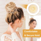 4-piece ring donut hair knot styler with 20 gold hair clips, beige donut bun maker, hair rings, styling set for dancers, ballerinas, girls, etc. and everyday hair styling DIY (beige)