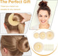 4-piece ring donut hair knot styler with 20 gold hair clips, beige donut bun maker, hair rings, styling set for dancers, ballerinas, girls, etc. and everyday hair styling DIY (beige)