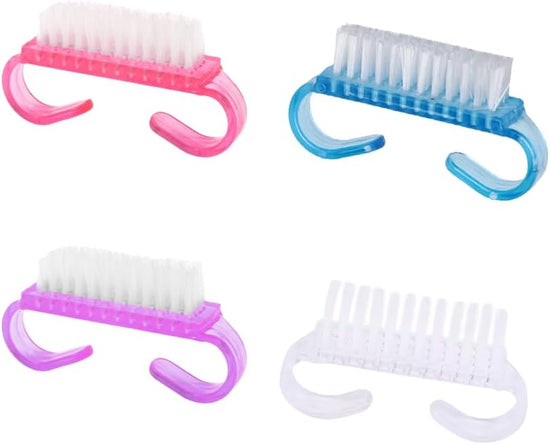 Nagelborstel - 4 pieces Plastic cleaning brush - Handscrub cleaning brush - with plastic handle - for cleaning nails (purple - pink - blue - transparent)