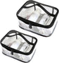 Transparent toiletry bags - 2 pieces of portable makeup bags Transparent cosmetic bag with handle - zip - waterproof travel bag