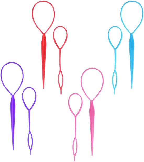 Hair braiding tool - horse tail holder - hair braiding tool - 8-piece hair braiding tool Topsy Tail Loop French braid loop tool set - 4 colours