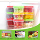 12 reusable 8-ounce plastic food containers with lids - deli containers - stackable food storage pots - dishwasher safe - microwave safe and freezer safe (red/green/yellow)