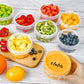 12 reusable 8-ounce plastic food containers with lids - deli containers - stackable food storage pots - dishwasher safe - microwave safe and freezer safe (red/green/yellow)