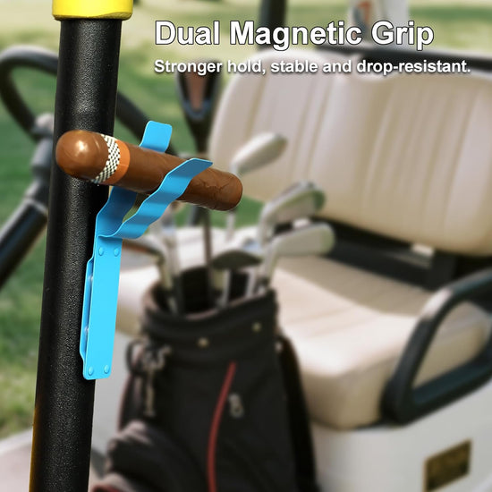Magnetic Golf Cart Clamp - Aluminium Alloy Accessory - Fits Ring Sizes 30-70 - Strong Magnetic Clamp - Suitable for Golf, Barbecue, Fishing and Outdoor Use (2-pack - Black + Blue)